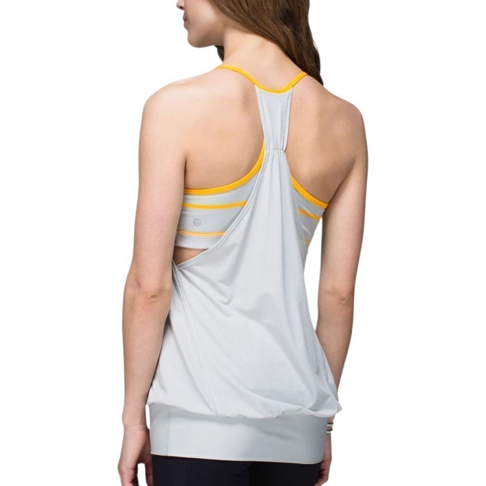 Lululemon Gray and Yellow No Limits Sports Bra Tank Top Padded Combo 4